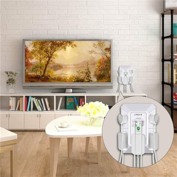 Wall Charger, Surge Protector, 5 Outlet Extender with 4 USB Charging Ports - Picture 4 of 6